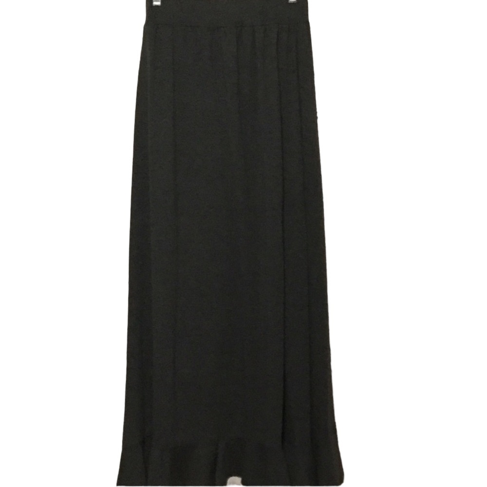THYME AND HONEY sz Small Skirt Maxi Length Ruffle Trim Dark Gray - Picture 3 of 6